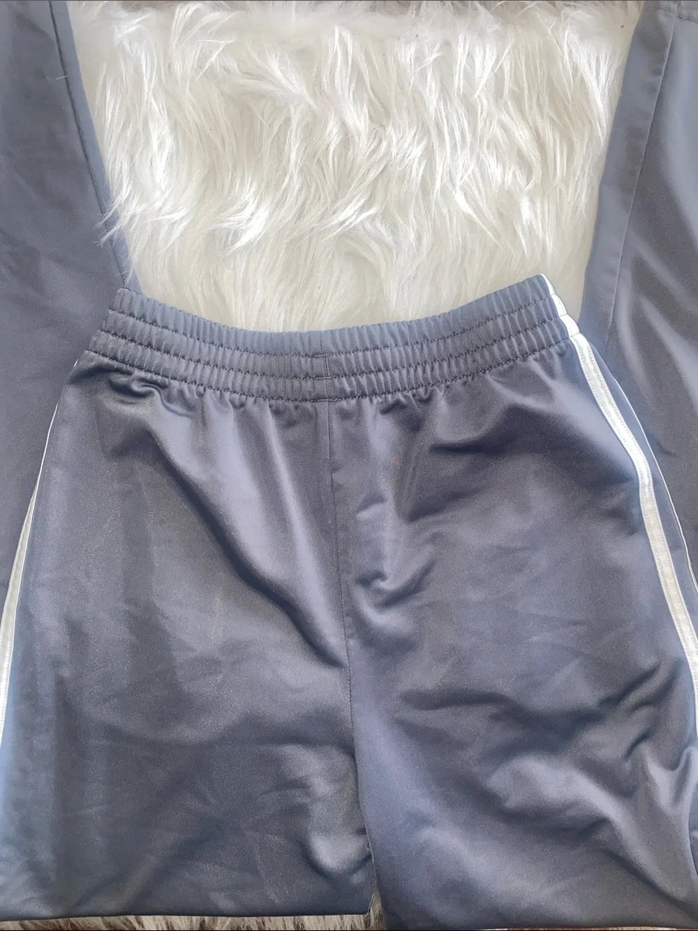 adidas Kids Charcoal Joggers with White Side Stripes